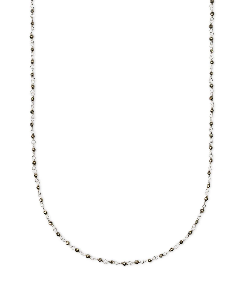 Davis Sterling Silver Beaded Long Necklace in Pyrite