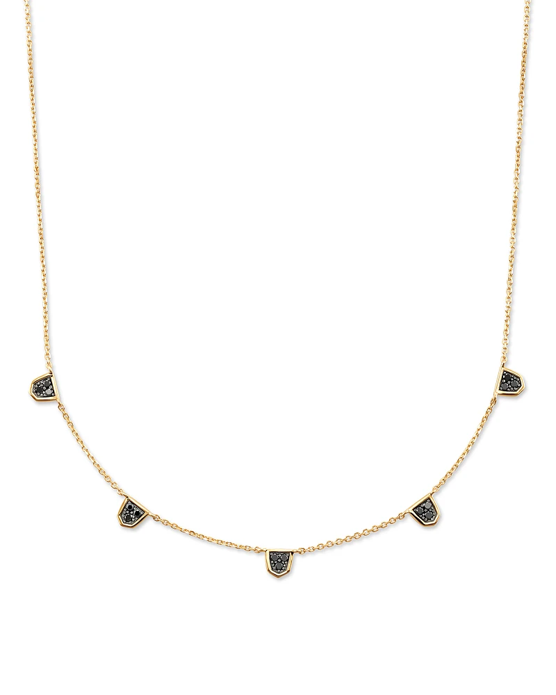 Shannon 14k Yellow Gold Collar Necklace in Black Diamond