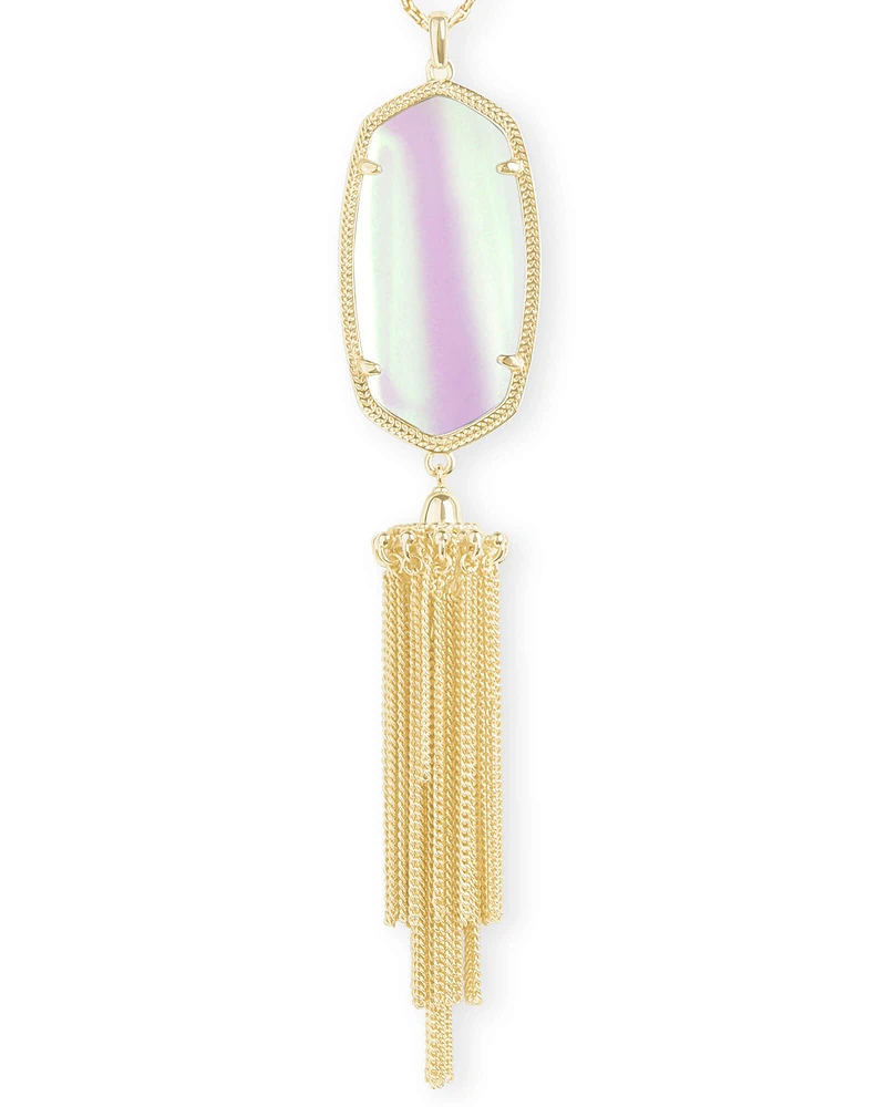 Rayne Gold Long Pendant Necklace in Dichroic Glass