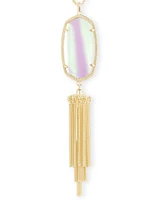 Rayne Gold Long Pendant Necklace in Dichroic Glass