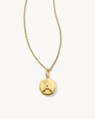 Letter A Coin Pendant Necklace in 18k Gold Vermeil