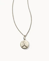 Letter A Coin Pendant Necklace in Oxidized Sterling Silver