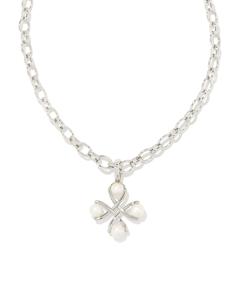 Everleigh Silver Pearl Pendant Necklace in White Pearl