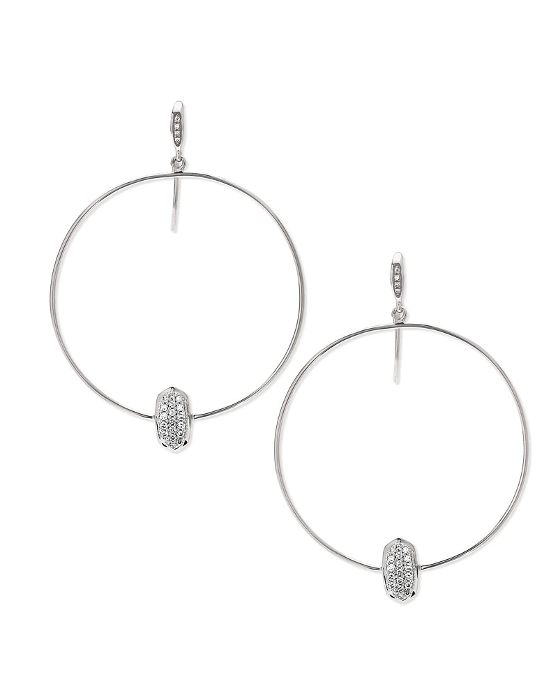 Elora 14k White Gold Hoop Earrings in White Diamond