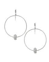 Elora 14k White Gold Hoop Earrings in White Diamond