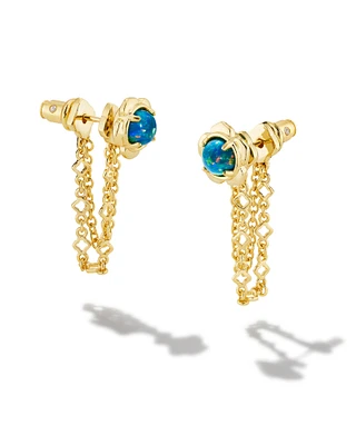 Susie Convertible Gold Ear Jacket Earrings in Marine Kyocera Opal