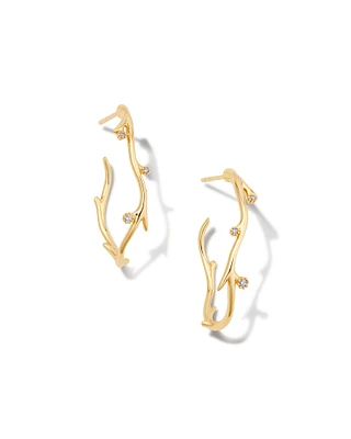 Noelle 14k Yellow Gold Hoop Earrings in White Diamond