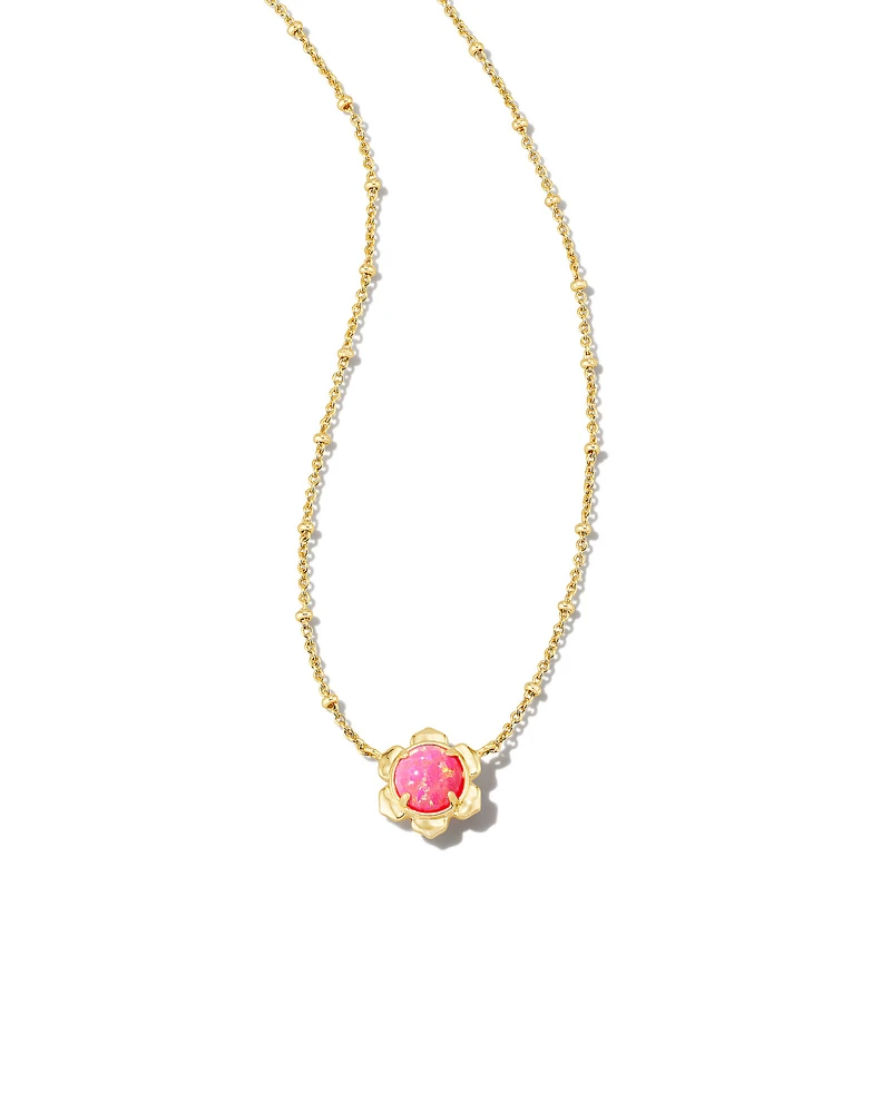 Susie Gold Short Pendant Necklace in Hot Pink Kyocera Opal