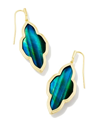 Framed Abbie Gold Drop Earrings in Teal Tiger's Eye