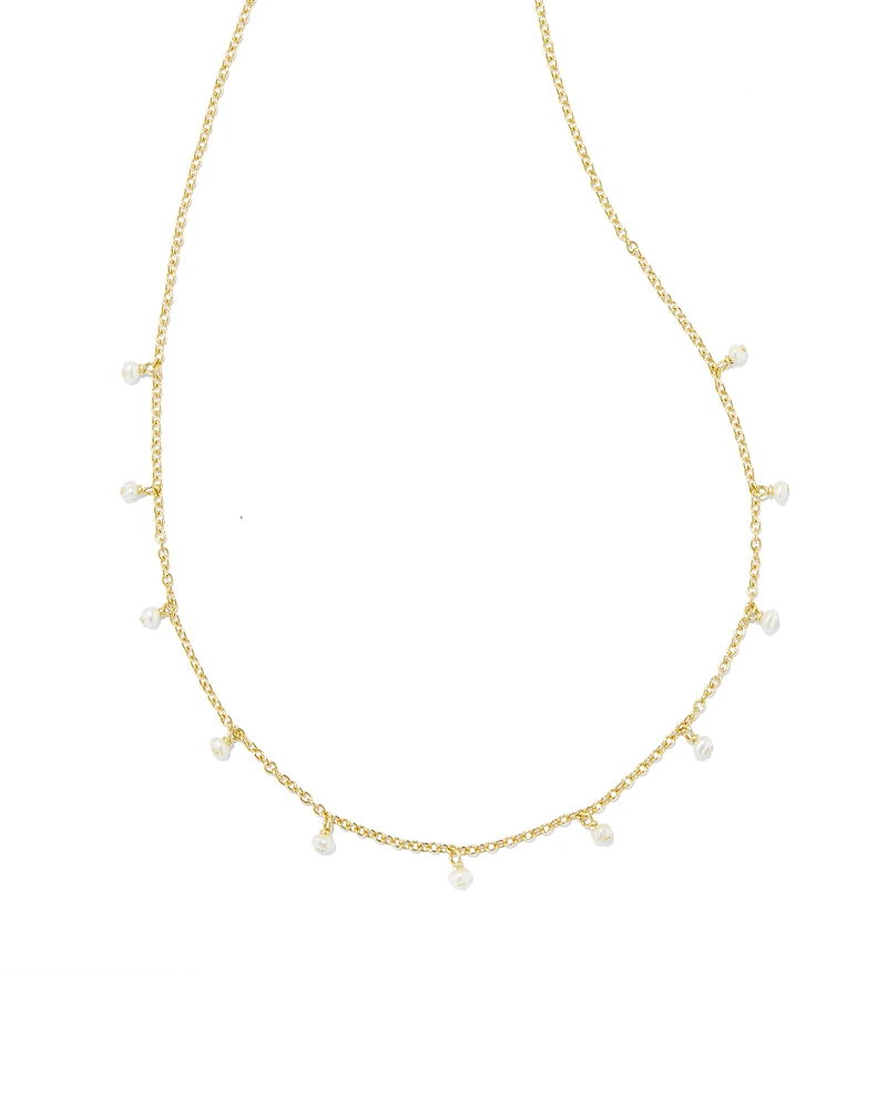 Willa Gold Pearl Strand Necklace in White Pearl