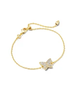 Lillia Crystal Butterfly Gold Delicate Chain Bracelet in White Crystal