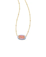 Barbie™ x Kendra Scott Gold Elisa Satellite Reversible Necklace in Pink Iridescent Glitter Glass