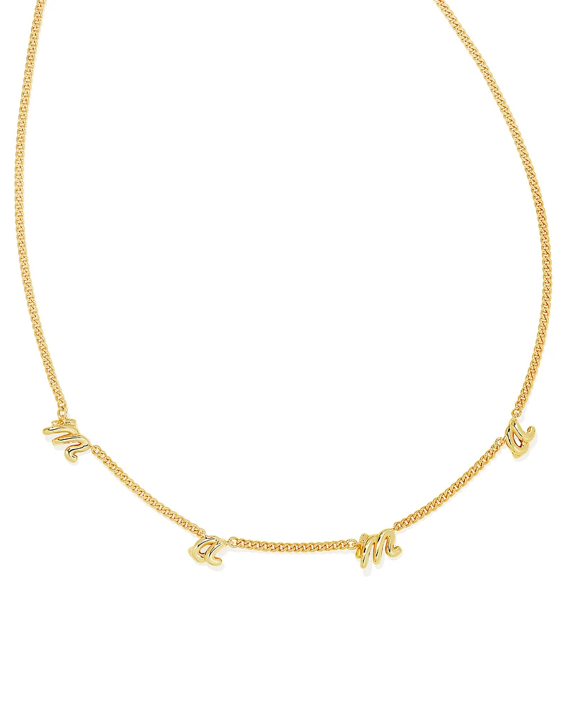 Mama Script Strand Necklace in Gold