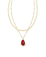 Alexandria Gold Multi Strand Necklace in Cranberry Illusion