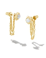 Susie Convertible Gold Ear Jacket Earrings in Bright White Kyocera Opal