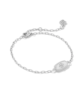 Rue Silver Delicate Chain Bracelet in White Crystal