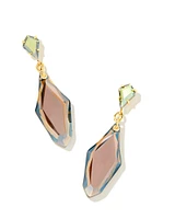 Alexandria Gold Statement Earrings in Gray Dichroic Glass