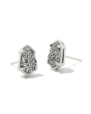 Alexandria Silver Stud Earrings in Platinum Drusy