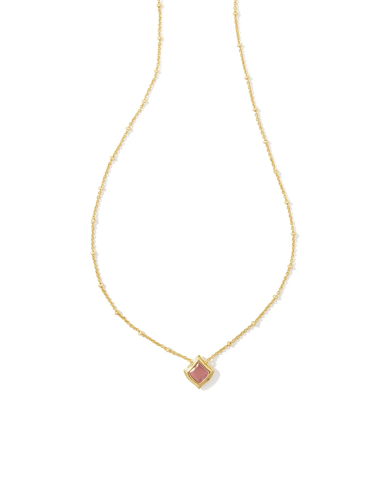 Kacey Gold Short Pendant Necklace in Pink Cat's Eye