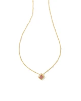 Kacey Gold Short Pendant Necklace in Pink Cat's Eye