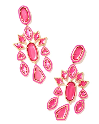 Greta Gold Statement Earrings in Pink Mix