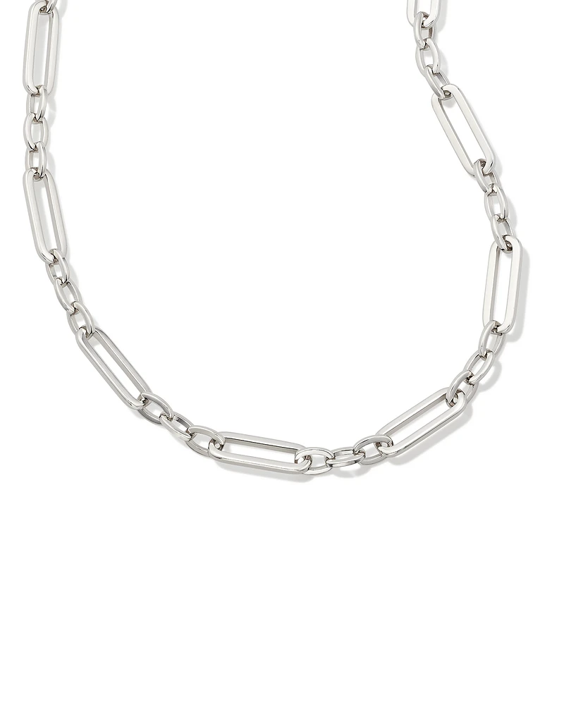 Heather Link and Chain Necklace in Silver