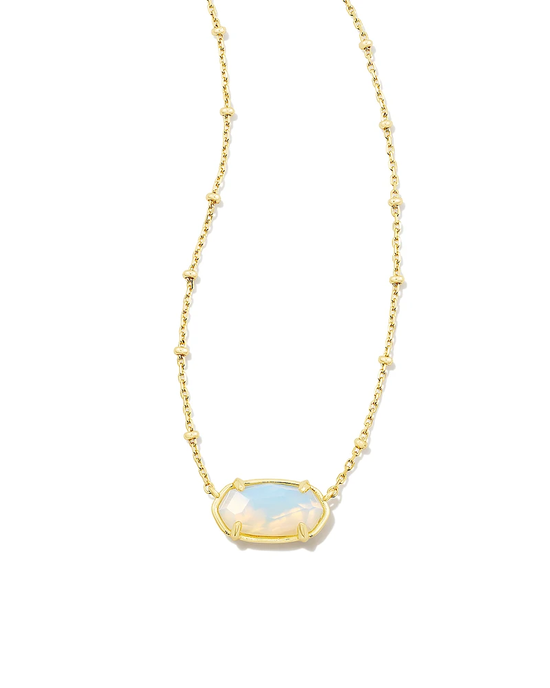 Faceted Gold Elisa Short Pendant Necklace in Iridescent Opalite Illusion