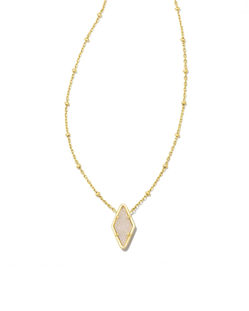 Kinsley Gold Short Pendant Necklace in Iridescent Drusy