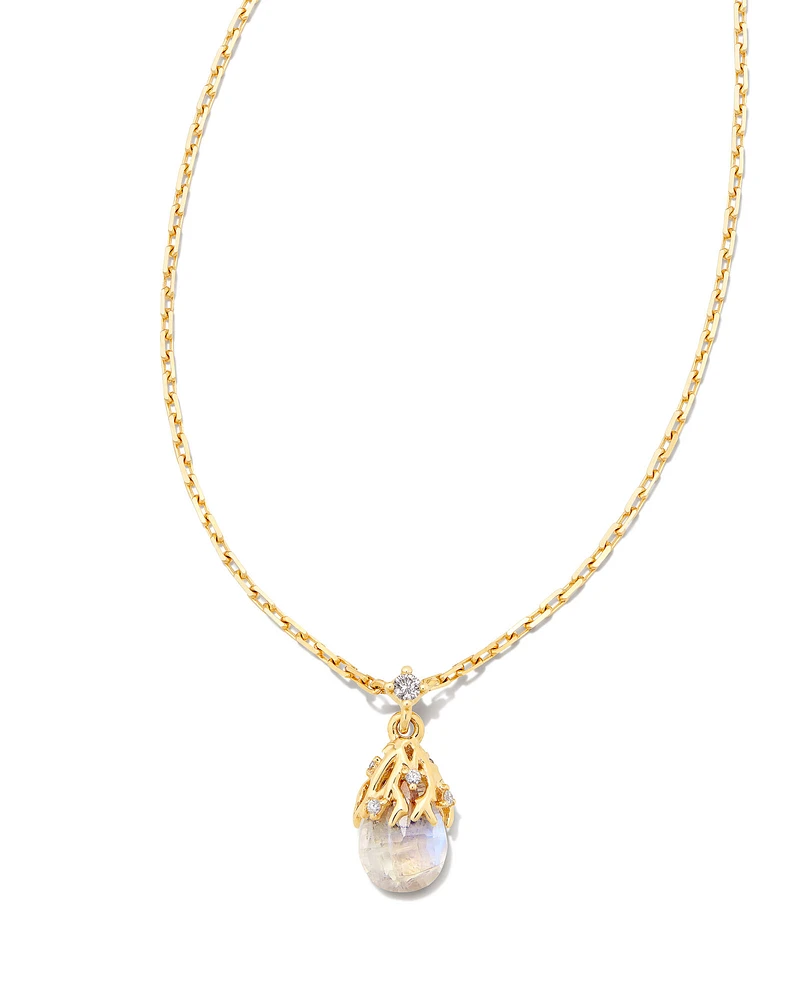 Noelle 14k Yellow Gold Pendant Necklace in Rainbow Moonstone