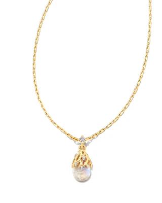 Noelle 14k Yellow Gold Pendant Necklace in Rainbow Moonstone