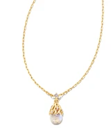 Noelle 14k Yellow Gold Pendant Necklace in Rainbow Moonstone