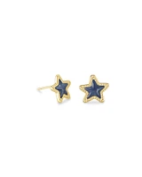 Jae Star Gold Stud Earrings in Navy Cat's Eye