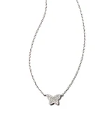 Butterfly 14k White Gold Pendant Necklace in White Diamond