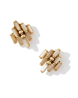 Ember Vintage Gold Statement Stud Earrings in Natural Mother-of-Pearl