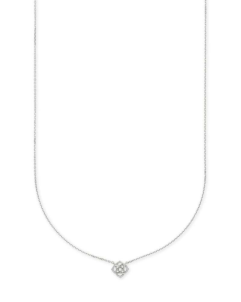 Fleur 14k White Gold Pendant Necklace in White Diamond