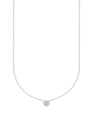 Fleur 14k White Gold Pendant Necklace in White Diamond