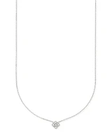 Fleur 14k White Gold Pendant Necklace in White Diamond