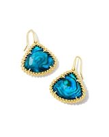 Framed Kendall Gold Large Drop Earrings in Teal Abalone