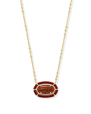 Threaded Elisa Gold Pendant Necklace in Goldstone