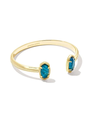 Elton Gold Cuff Bracelet in Teal Abalone