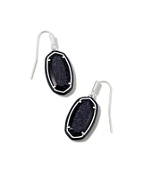 Dani Silver Enamel Framed Drop Earrings in Navy Goldstone