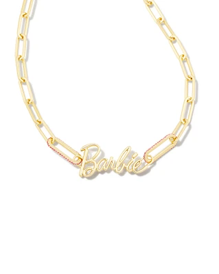 BARBIE LINK CHAIN NCK GOLD PINK CRYSTAL