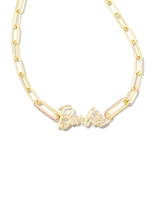 BARBIE LINK CHAIN NCK GOLD PINK CRYSTAL