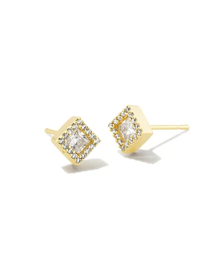 Gracie Gold Stud Earrings in White Crystal