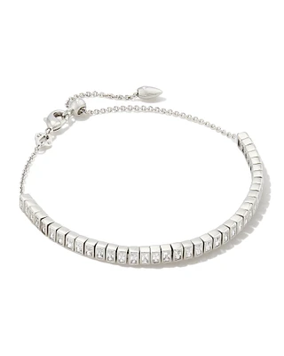 Gracie Silver Tennis Delicate Chain Bracelet in White Crystal