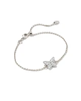 Lillia Butterfly Silver Delicate Bracelet in White Crystal