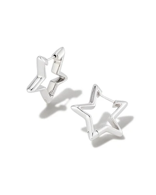 Star Huggie Earrings in Silver