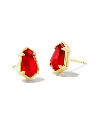 Alexandria Gold Stud Earrings in Cranberry Illusion