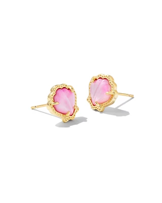 Brynne Gold Shell Stud Earrings in Blush Ivory Mother-of-Pearl