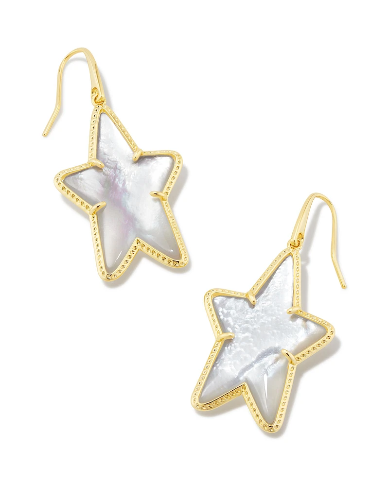 Ada Gold Star Drop Earrings in Ivory Mother-of-Pearl